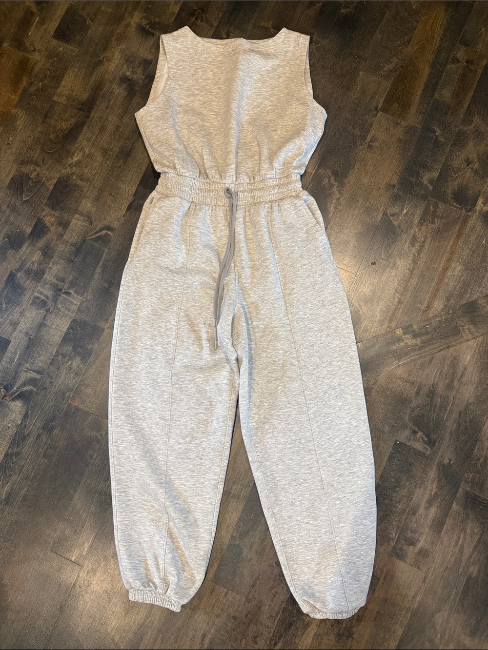 Sleeveless Heather Gray Sweat Jumpsuit